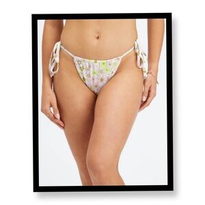 Retro Floral High-Cut String Bikini Bottom